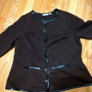 Isaac Mizrahi Jacket. Brown with black trim. Size 1X. Worn a handful of times.
